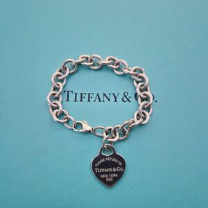 Tiffany & Co. Return to Tiffany Heart Tag 925 Silver Rolo Bracelet 7 inches